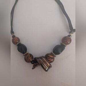 Elegant Black and Brown Beaded Necklace